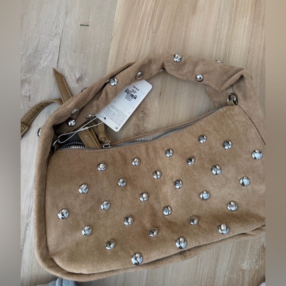 Studded Tan Shoulder Bag